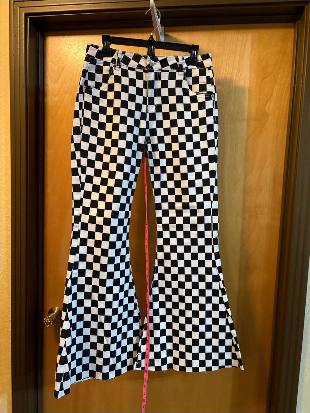 Ranch Dress’N Black & White Finish Line Checkered Flared Pants; Size 8 - Picture 2 of 5